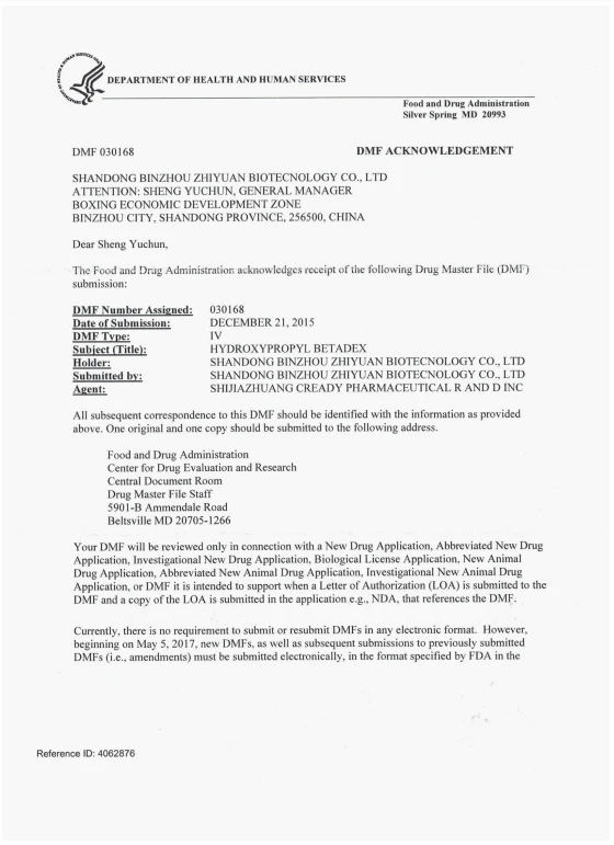Hydroxypropyl beta Cyclodextrin DMF